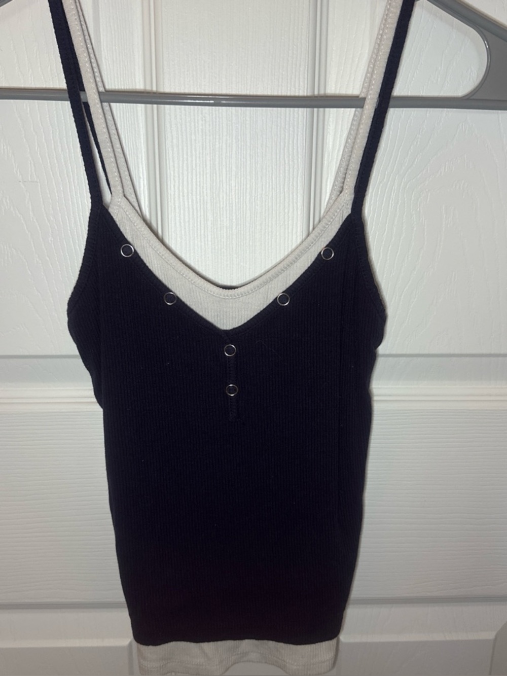 Navy blue & white Layered Tank Top